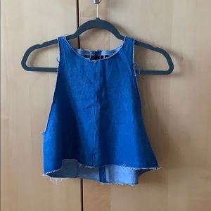 ZARA Destroyed Denim Tank Top